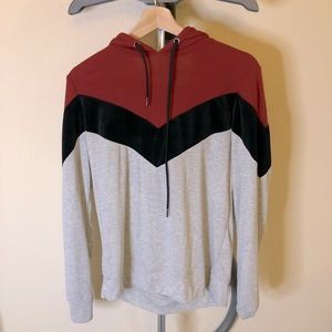Sanctuary Tri-Color Pullover Hoodie, Size M